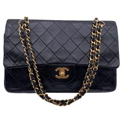 Chanel Vintage Black Quilted Timeless Classic 2.55 Shoulder Bag 25 cm