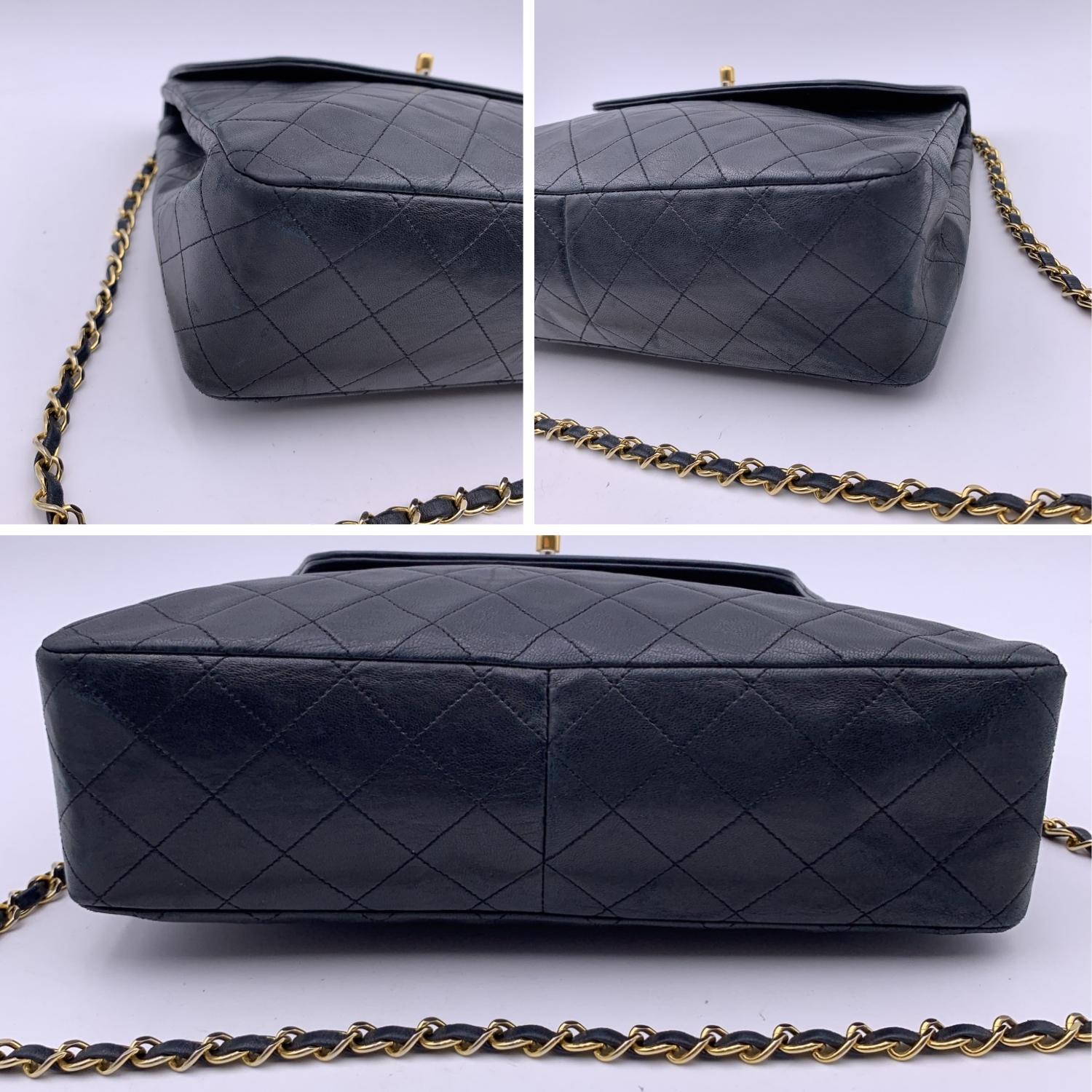 Chanel Vintage Black Quilted Trapeze Flap Shoulder Bag with Wallet 1