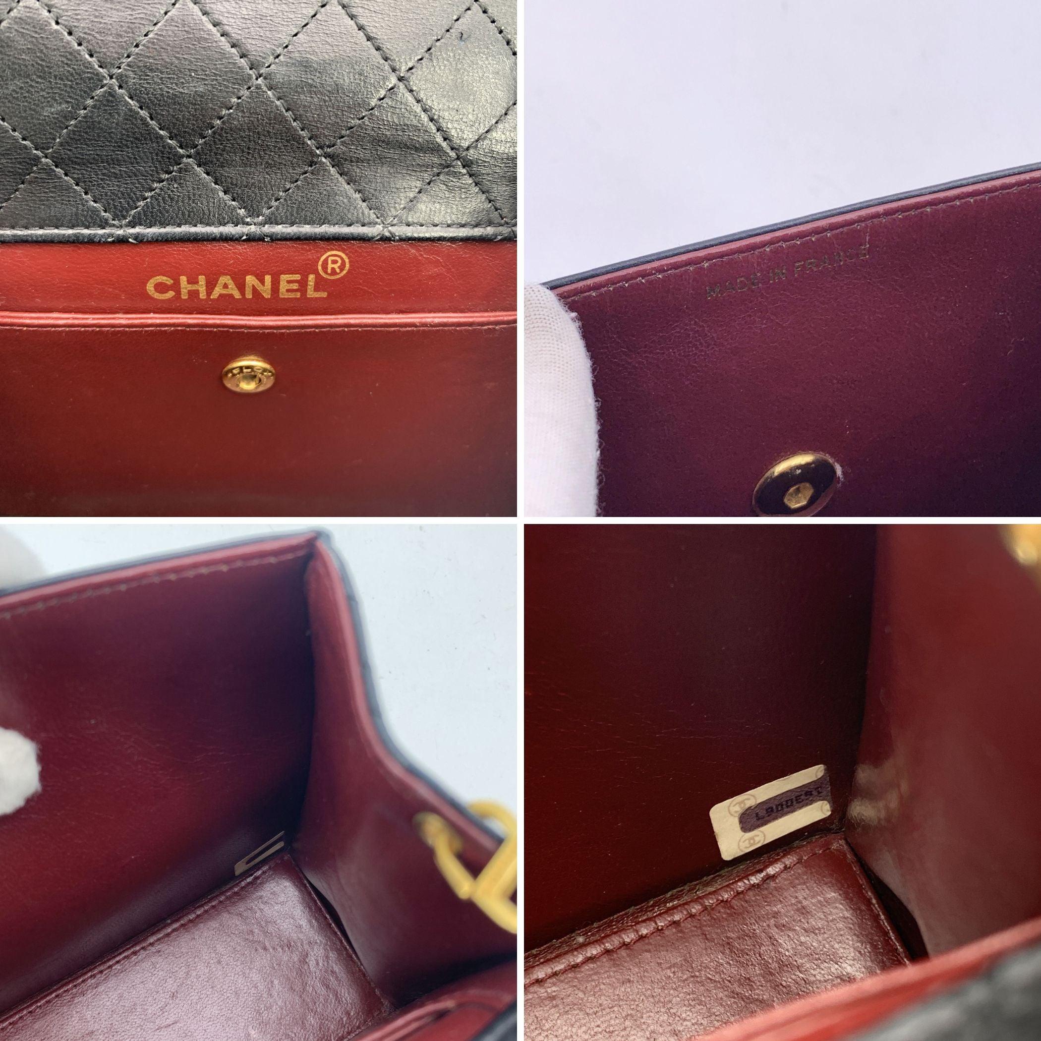 Chanel Vintage Black Quilted Trim Leather Trapeze Crossbody Bag For Sale 1