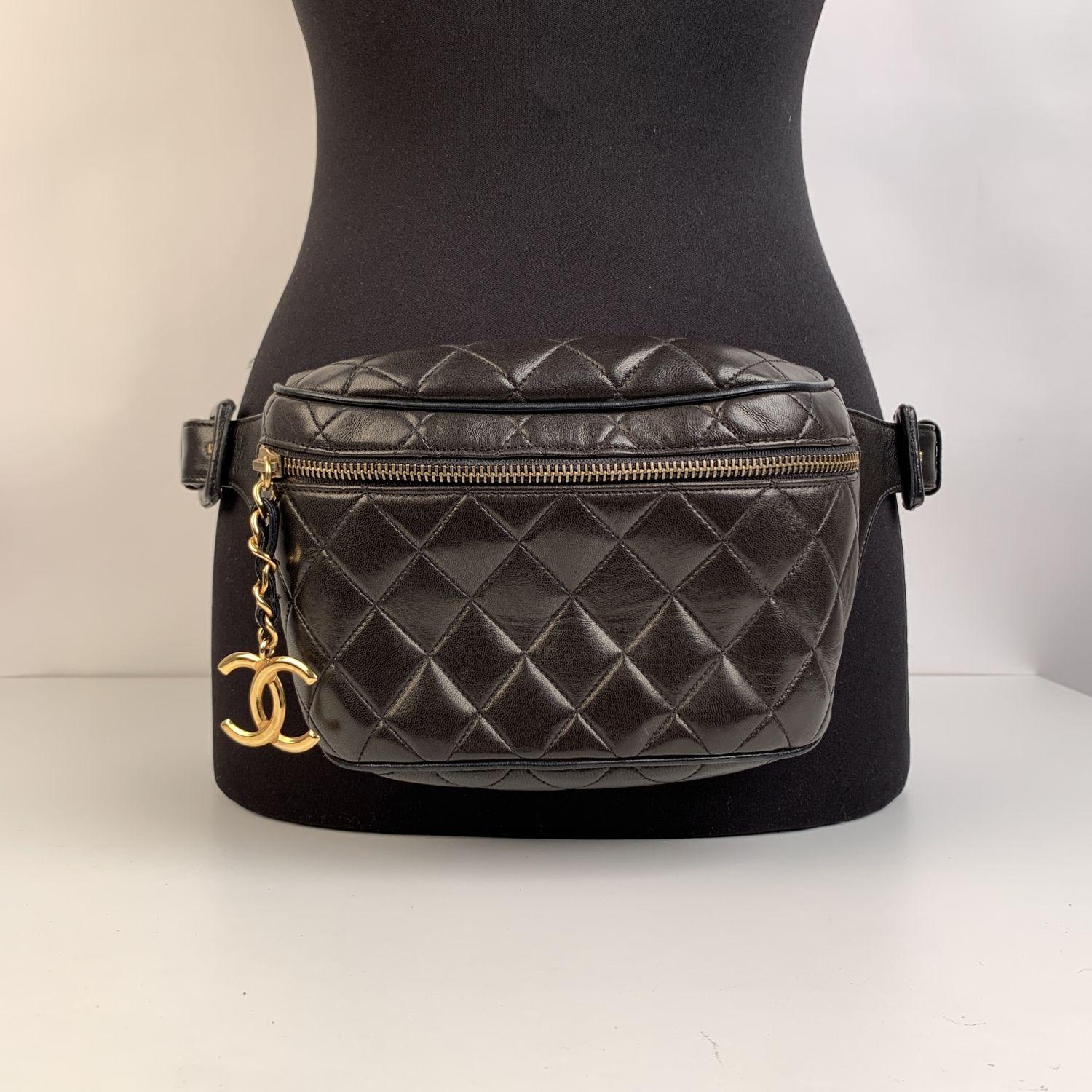 Chanel Vintage Black Quilted Waist Bum Bag Pouch 3