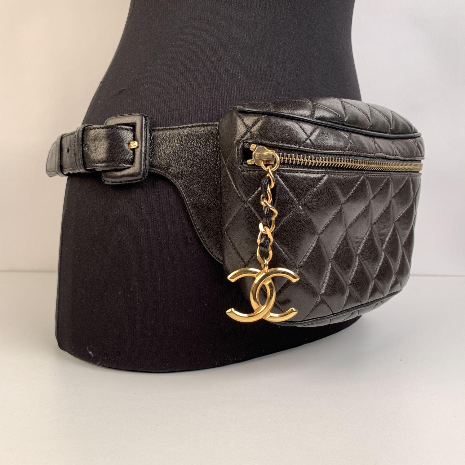 Chanel Vintage Black Quilted Waist Bum Bag Pouch 6