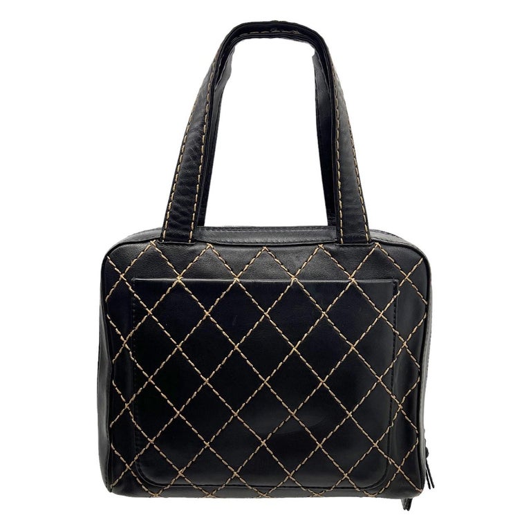 Chanel Vintage Black Quilted Wild Stitch Handbag For Sale at 1stDibs