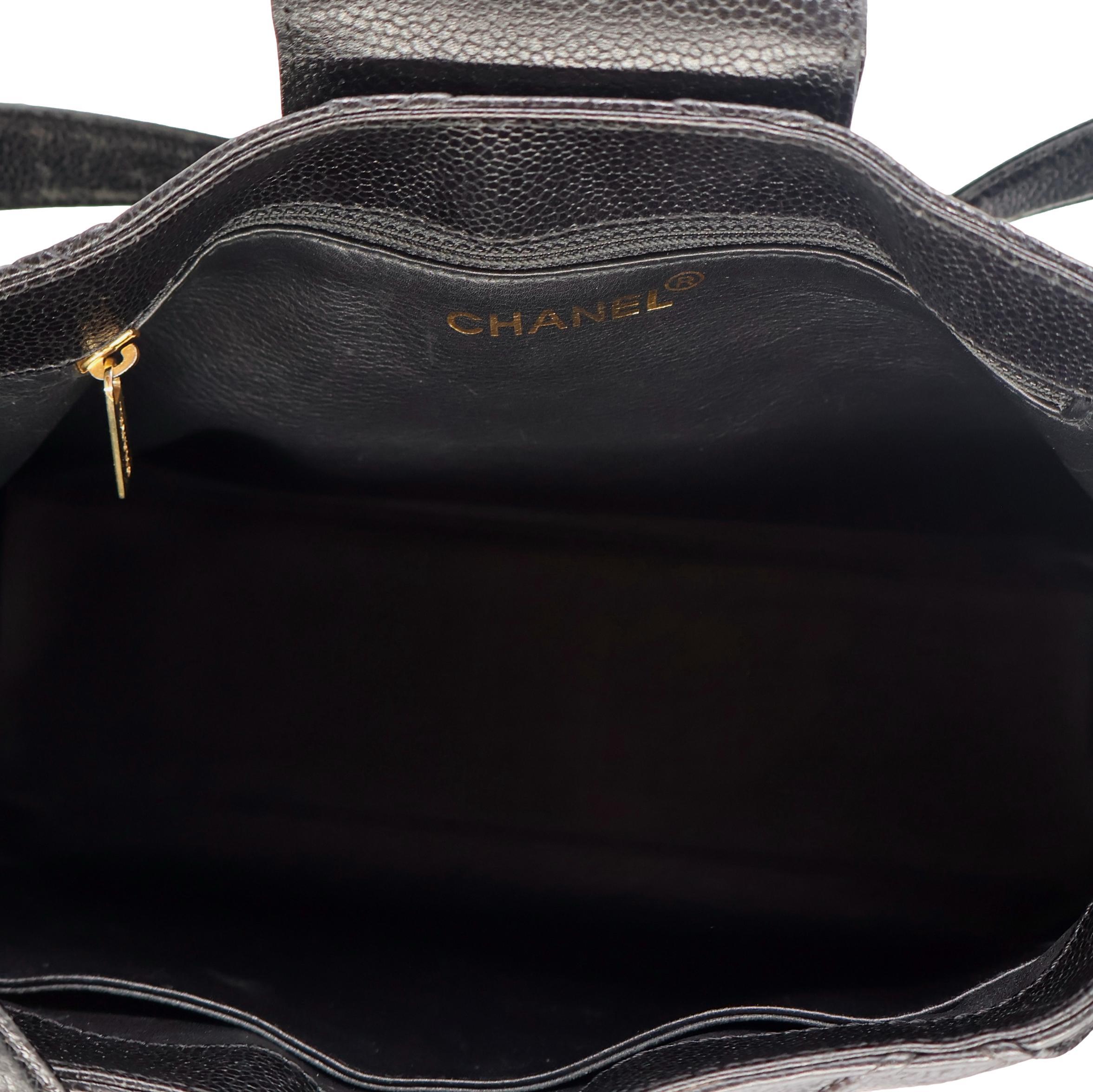 Chanel Vintage Black Reverse Quilted Caviar Leather Shoulder Bag, 1996 - 1997. For Sale 6