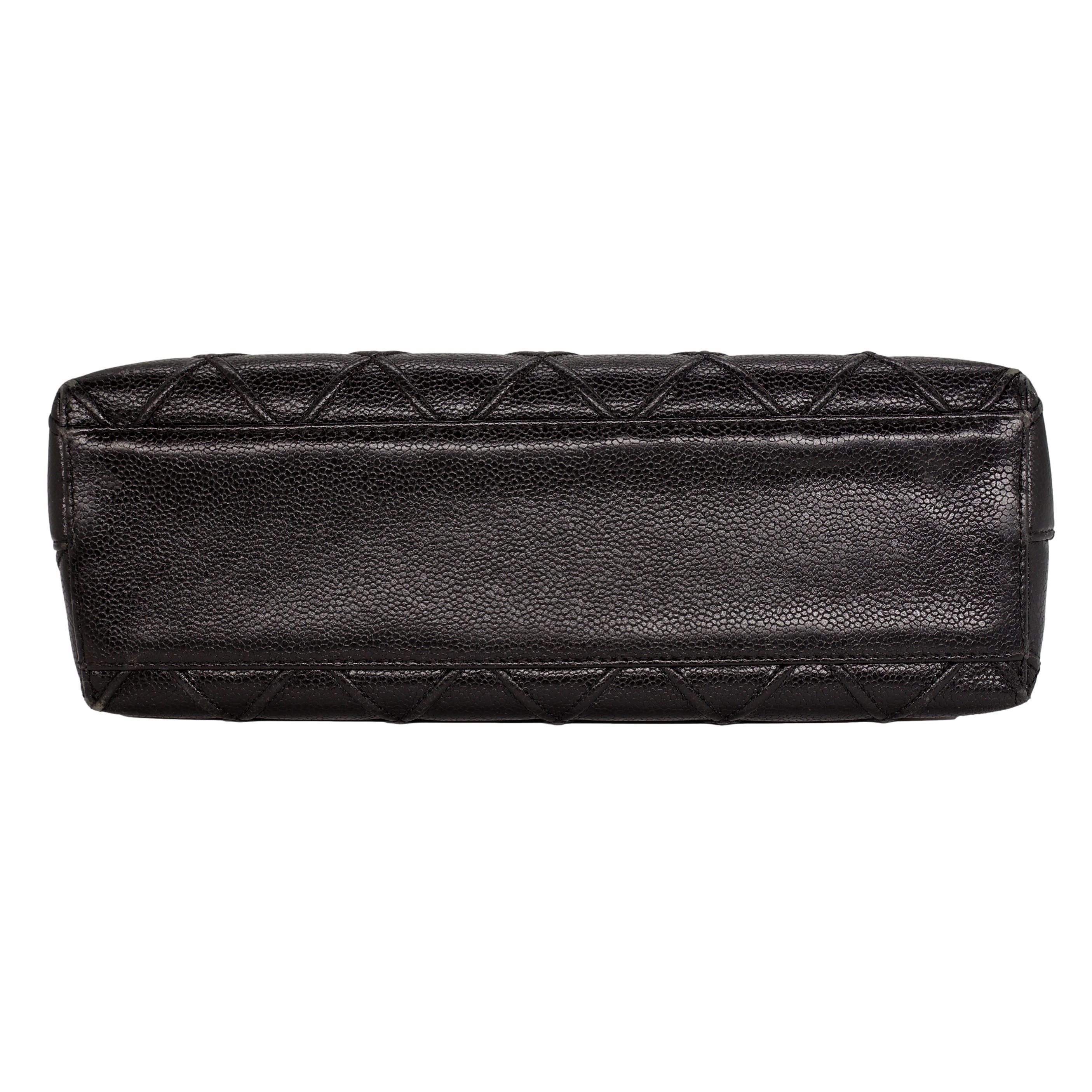Chanel Vintage Black Reverse Quilted Caviar Leather Shoulder Bag, 1996 - 1997. 1