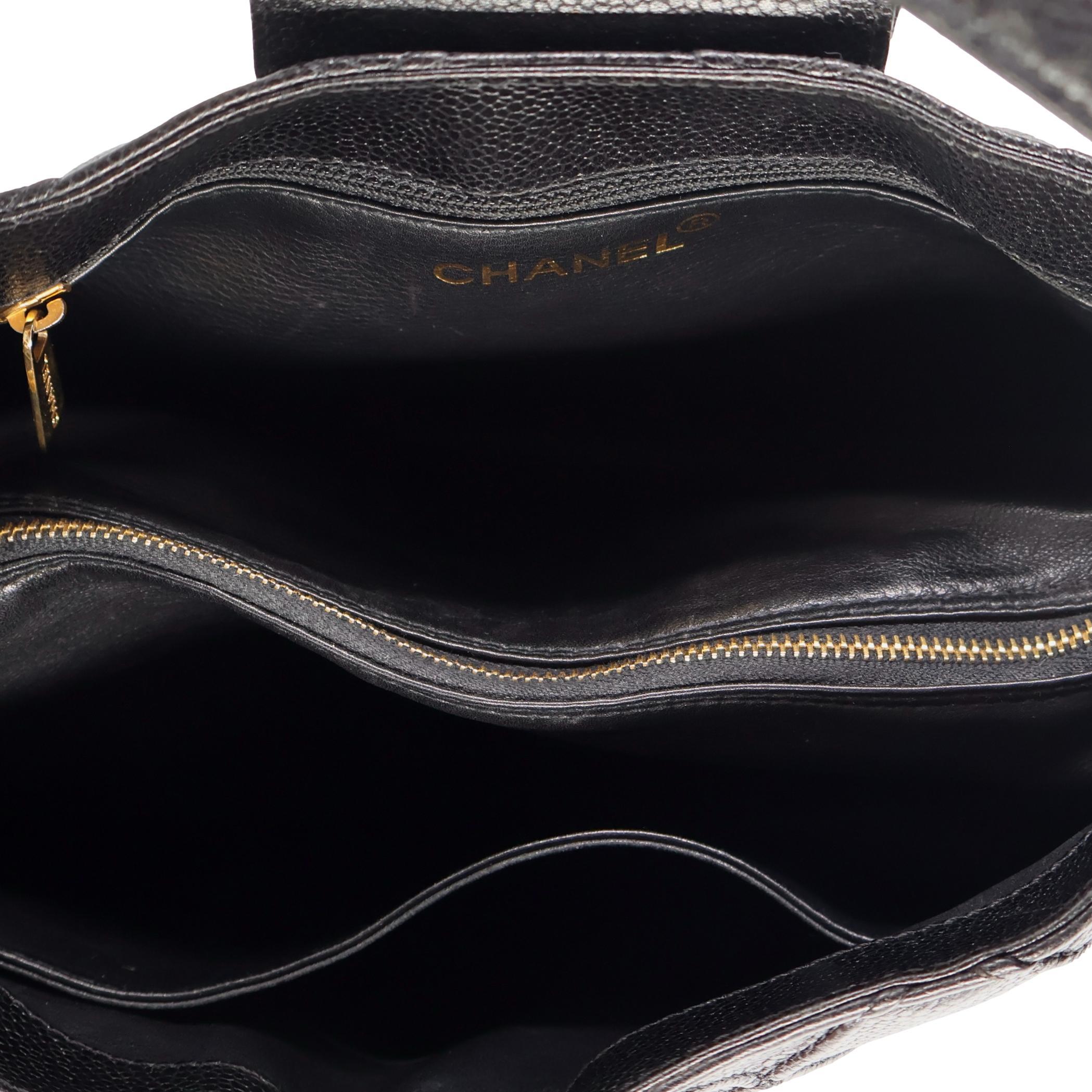 Chanel Vintage Black Reverse Quilted Caviar Leather Shoulder Bag, 1996 - 1997. For Sale 5