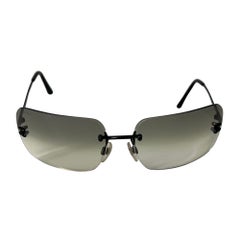 Chanel Vintage Black Rimless Sunglasses (4017 C.101/8g) 1990s