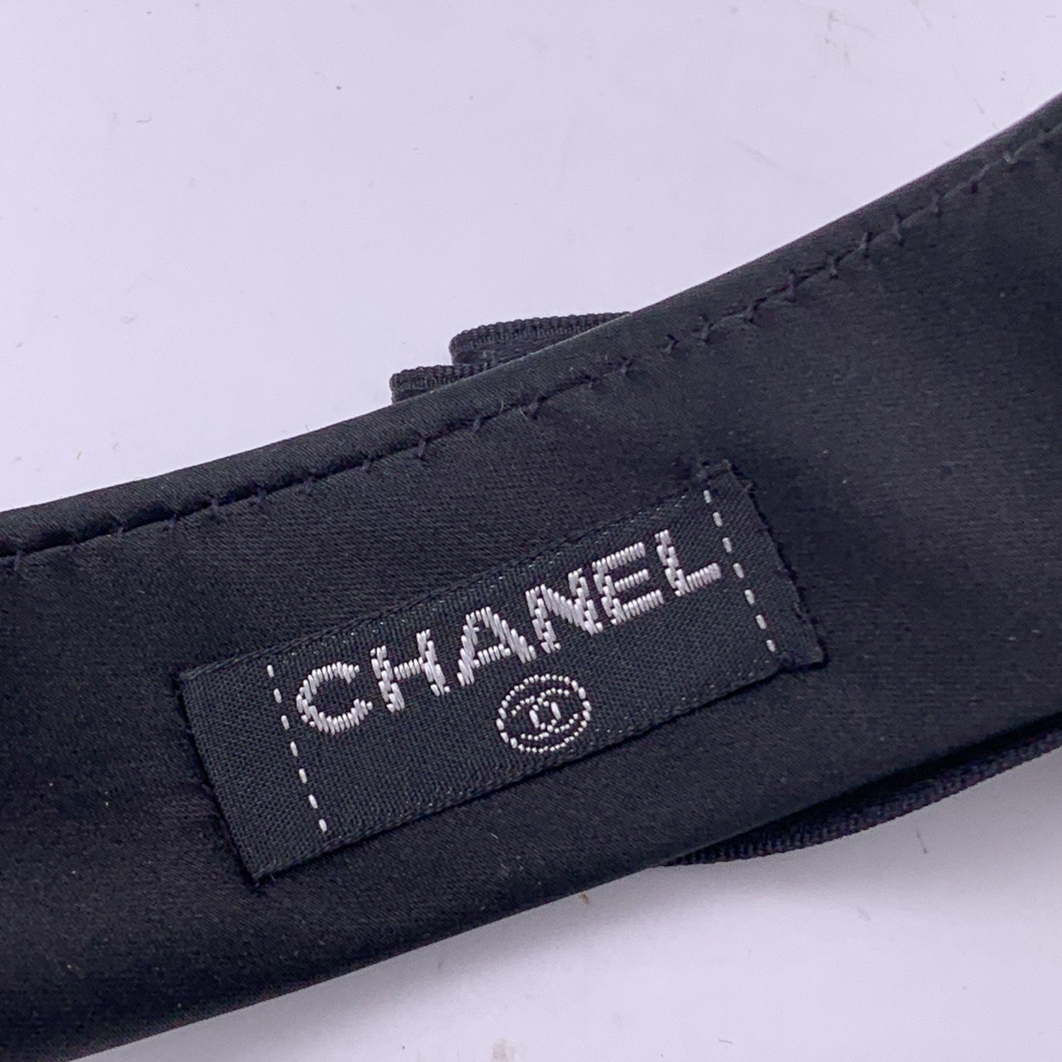 Chanel Vintage Black Silk Bow Camellia Headband Hair Accessory 2