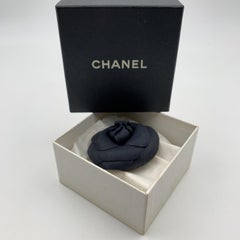 Chanel Vintage Black Silk Camelia Camellia Flower Pin Brooch