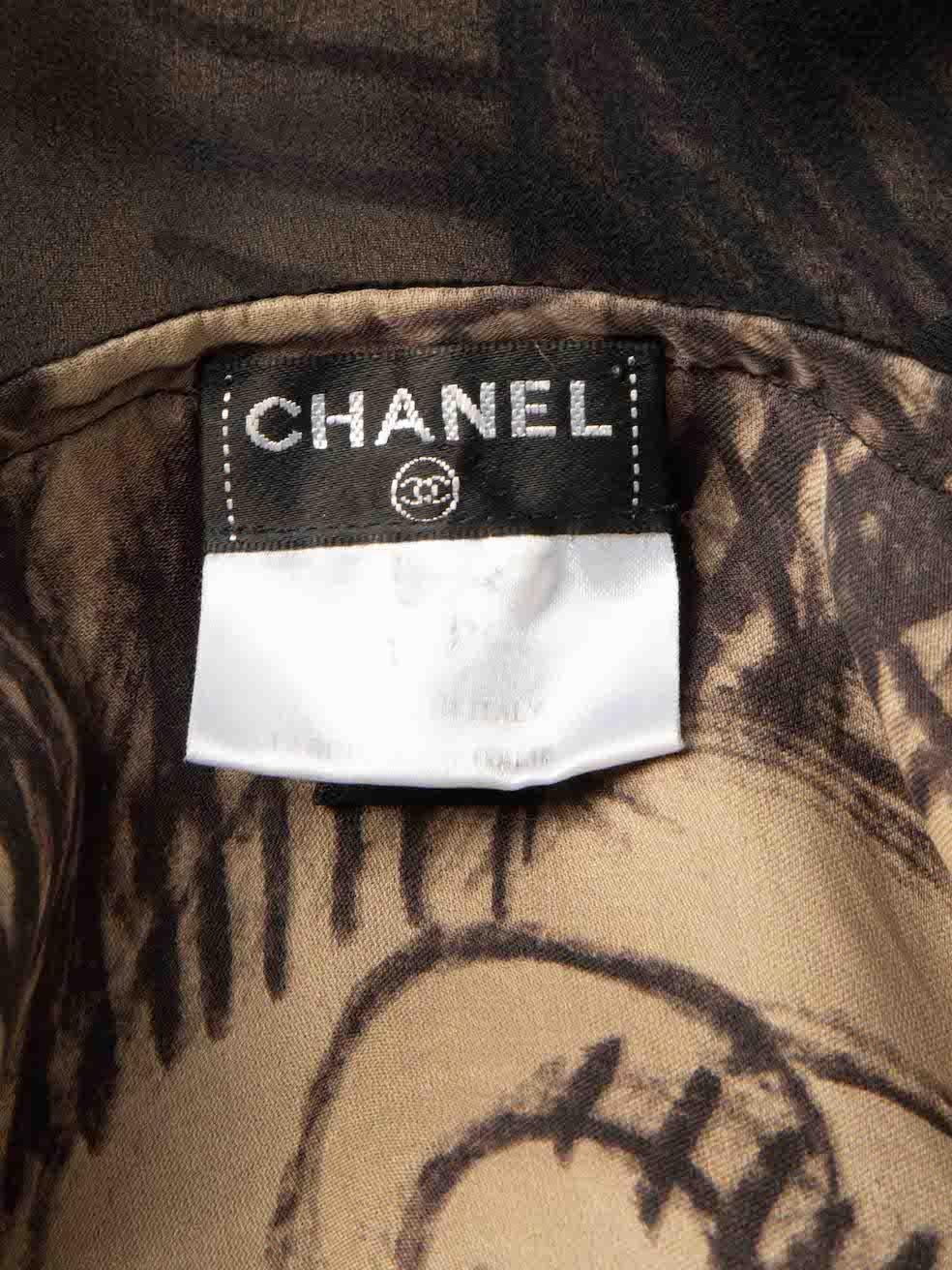 Chanel Vintage Black Silk Floral Print Top Size XXL 2