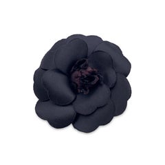 Chanel Vintage Black Silk Flower Brooch Pin Camelia Camellia