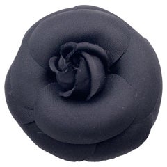 Chanel Vintage Black Silk Flower Brooch Pin Camelia Camellia Chanel Vintage Black Silk Flower Brooch Pin Camelia Camellia