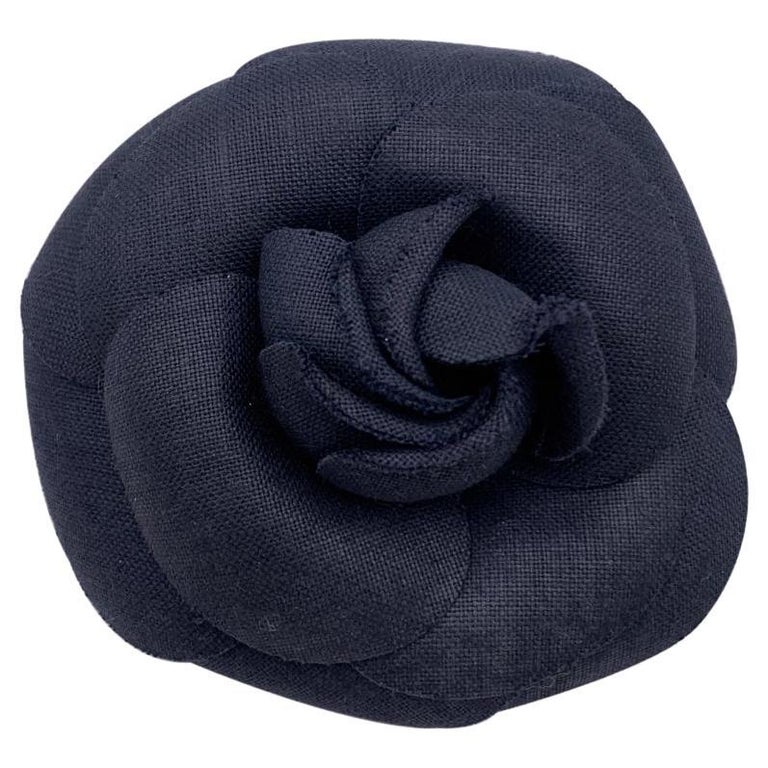 Chanel Vintage Black Silk Flower Small Camellia Camelia Pin Brooch at  1stDibs