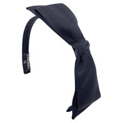 Chanel Vintage Black Silk Satin Headband Hair Accessory with Bow