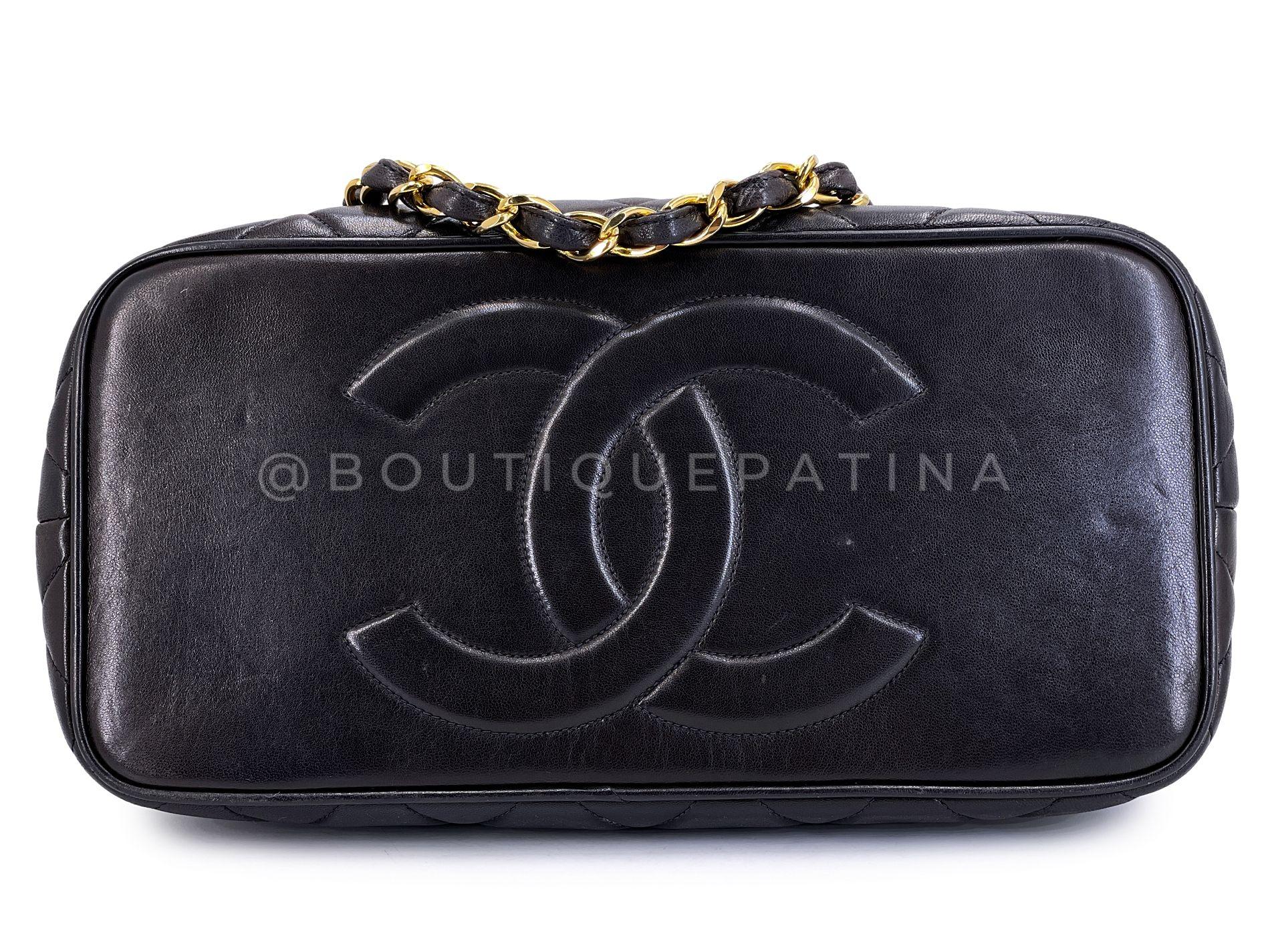 Chanel Vintage Schwarze, weiche, übergroße CC Vertical Tote Bag 24k GHW Lammfell 68486, Vintage 2