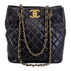 Chanel Vintage Black Soft Oversized CC Vertical Tote Bag 24k GHW Lambskin 68486