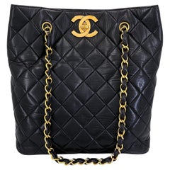 Chanel Vintage Black Soft Oversized CC Vertical Tote Bag 24k GHW Lambskin 68744