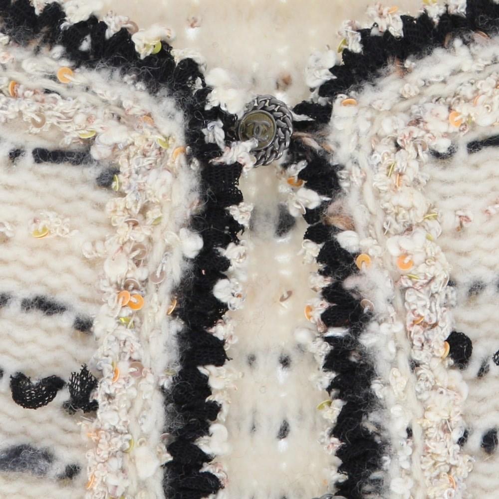 Chanel Vintage black striped ivory wool blend 2005 jacket 1