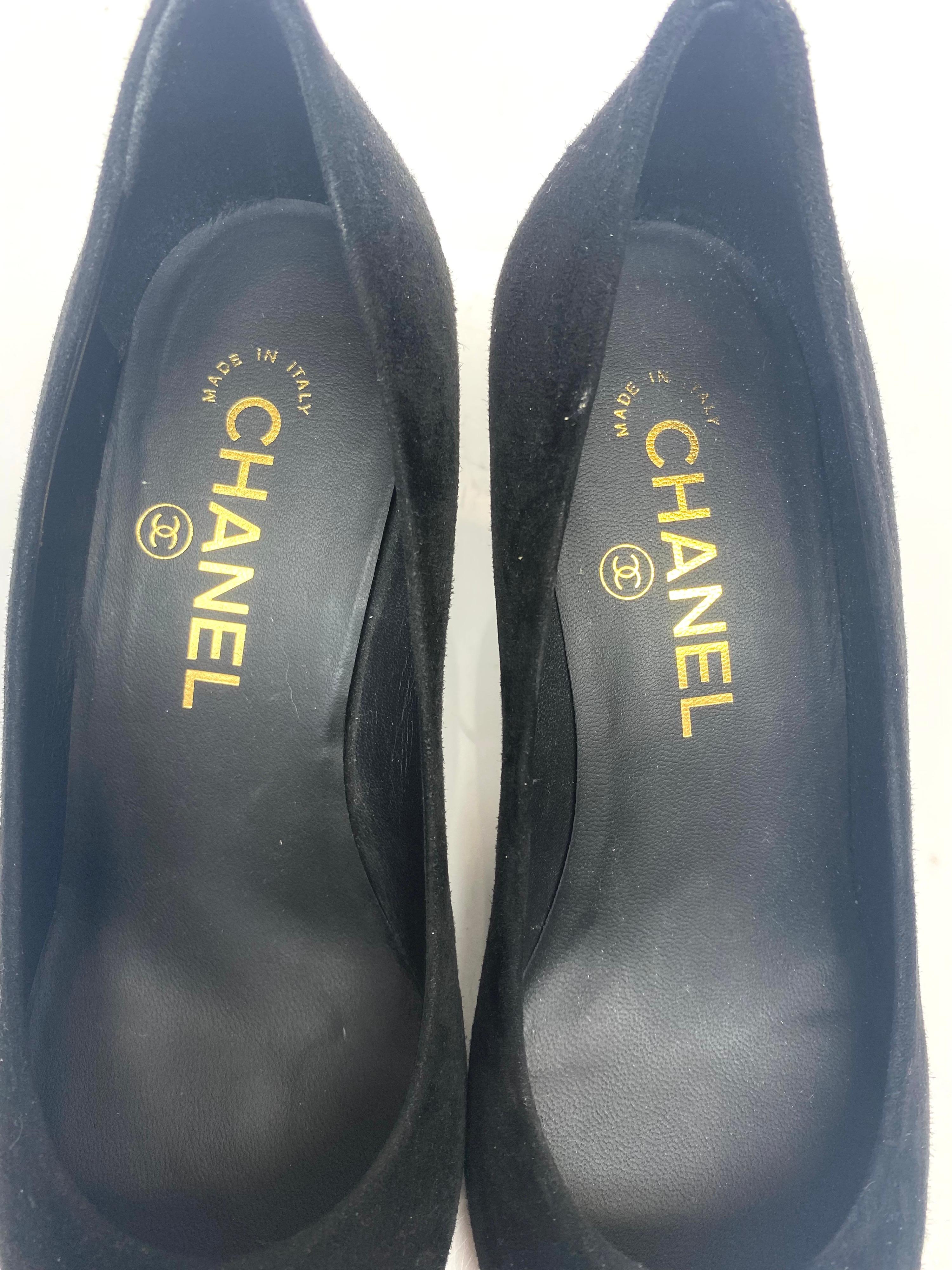 Chanel - Escarpins vintage en daim noir et gros grain, taille 36 4