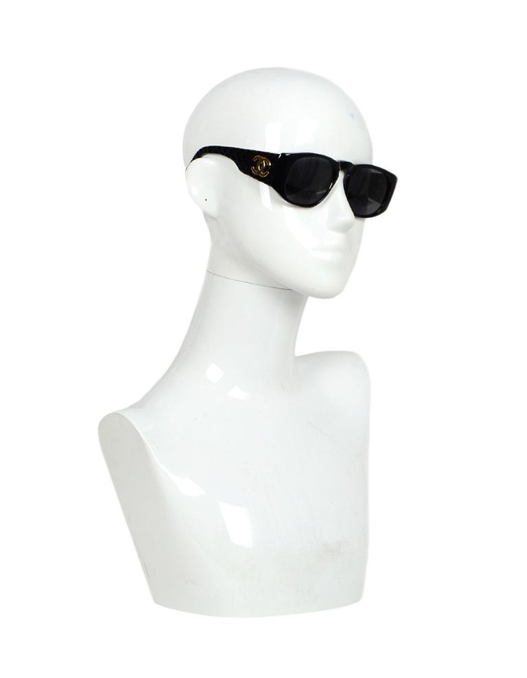 Chanel Vintage Black Sunglasses w/ Quilted CC Arms For Sale at 1stDibs ...