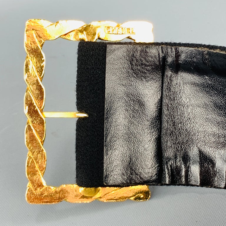 Thick Black Belt With Gold Buckle Paul Smith