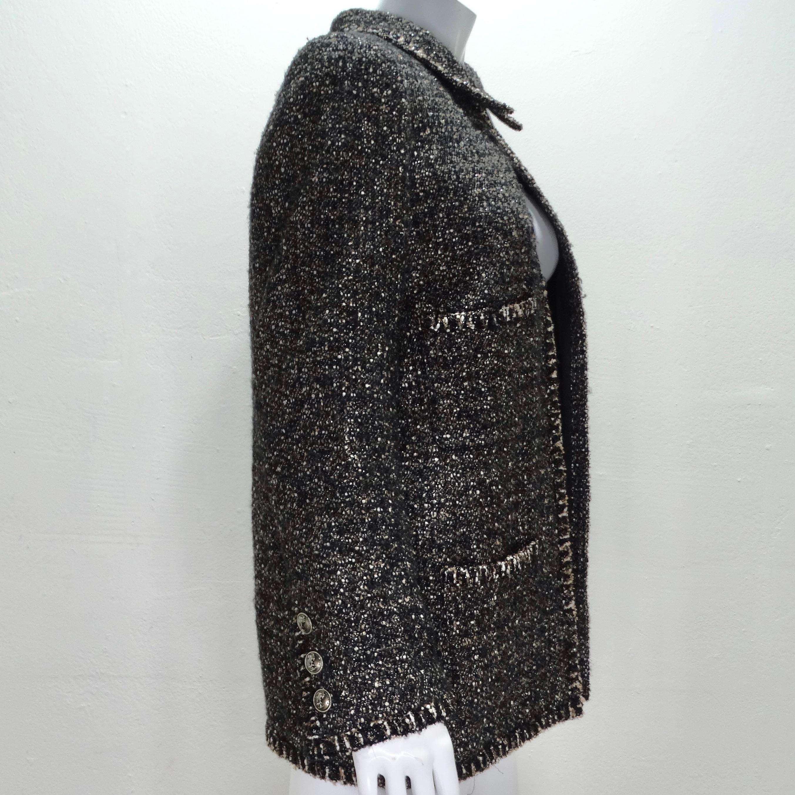 Chanel Vintage Black Tweed Blazer For Sale 1