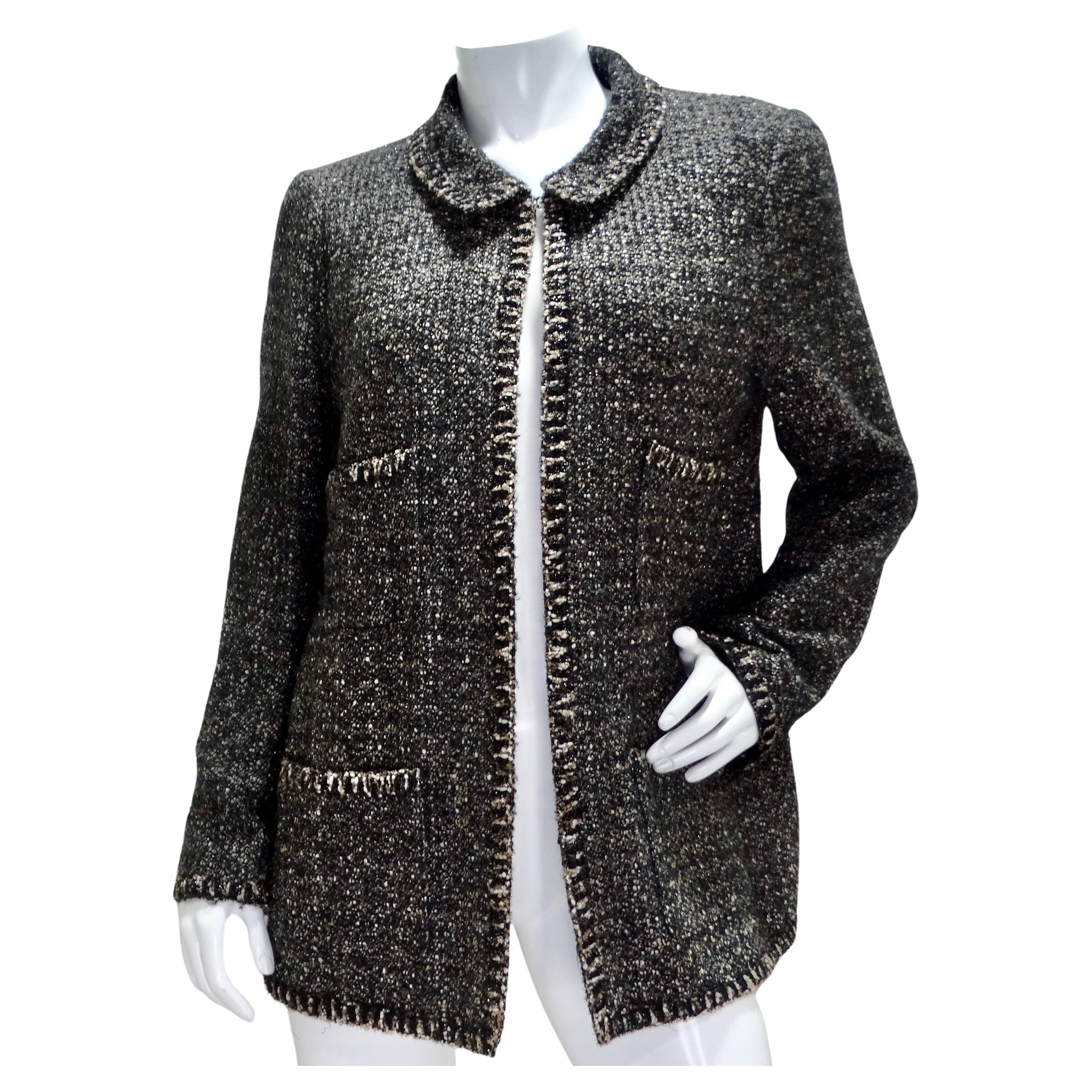 Blazer en tweed noir vintage de Chanel