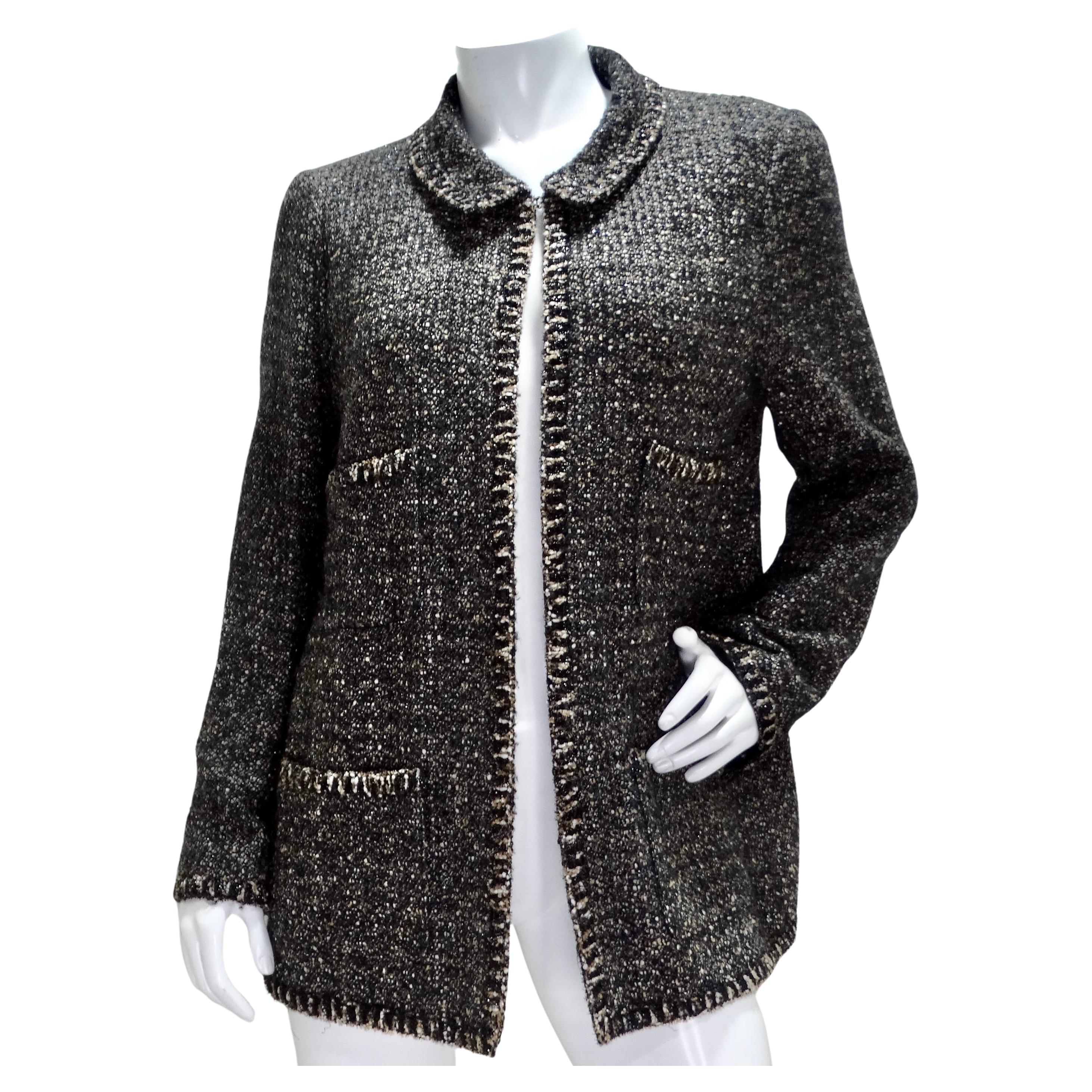 Chanel Vintage Black Tweed Blazer For Sale