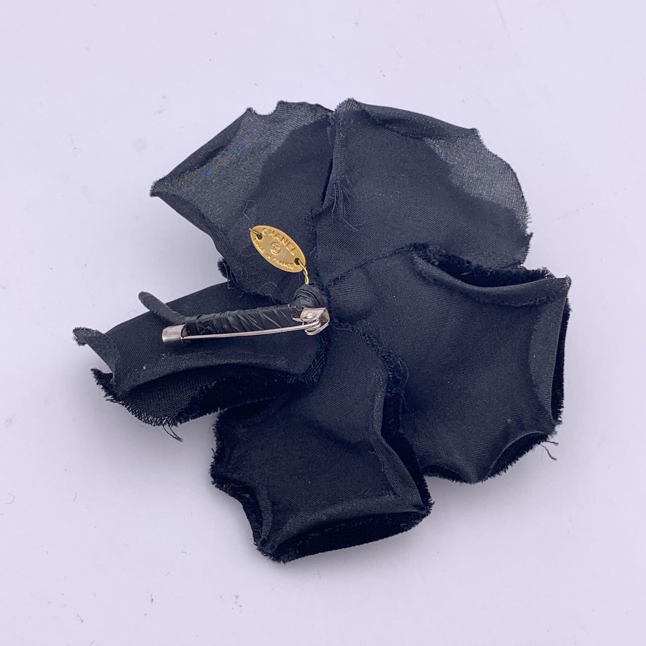 Chanel Vintage Black Velvet Flower Camelia Camellia Pin Brooch 1