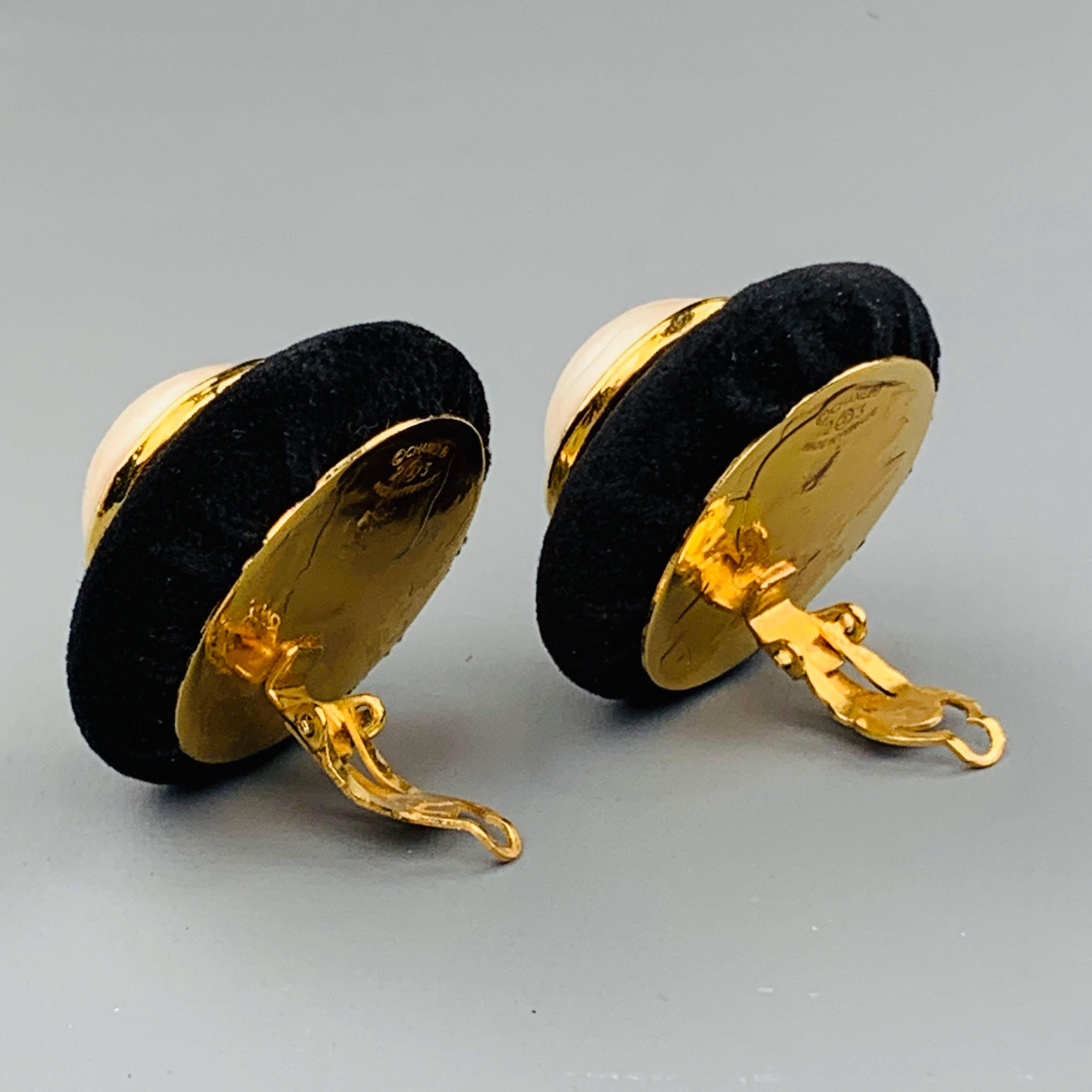 vintage chanel black velvet earrings