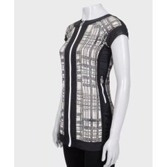 Cardigan Chanel vintage noir et blanc à manches courtes et fermeture éclair, taille FR 34 / XS