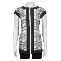 Chanel Vintage Black & White Short Sleeve Zip Cardigan FR 34 / XS