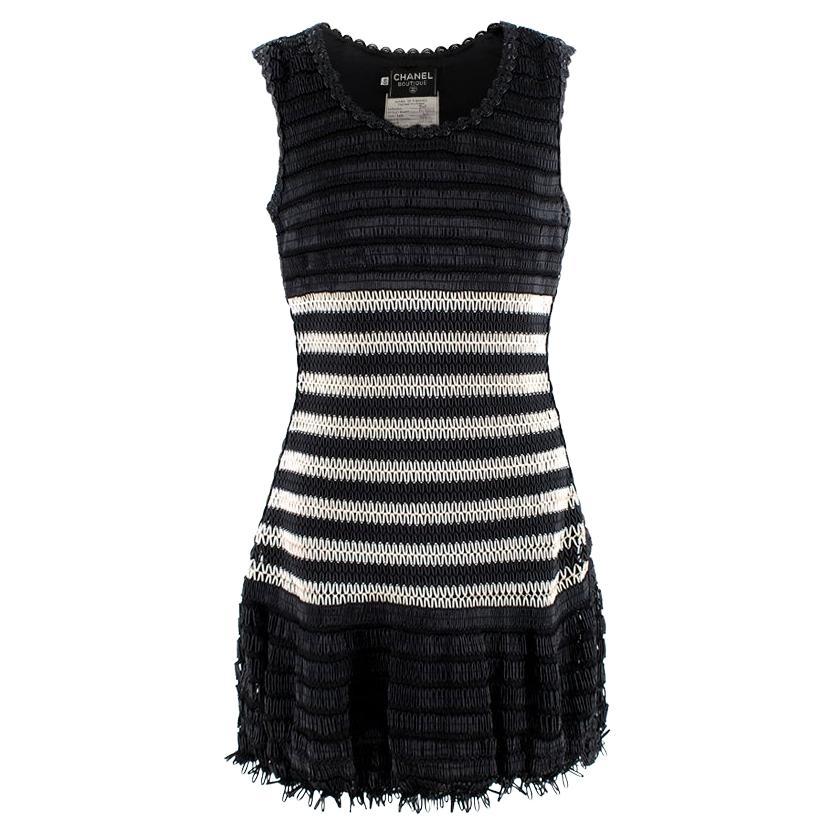 Chanel Vintage Black & White Woven Mini Dress For Sale