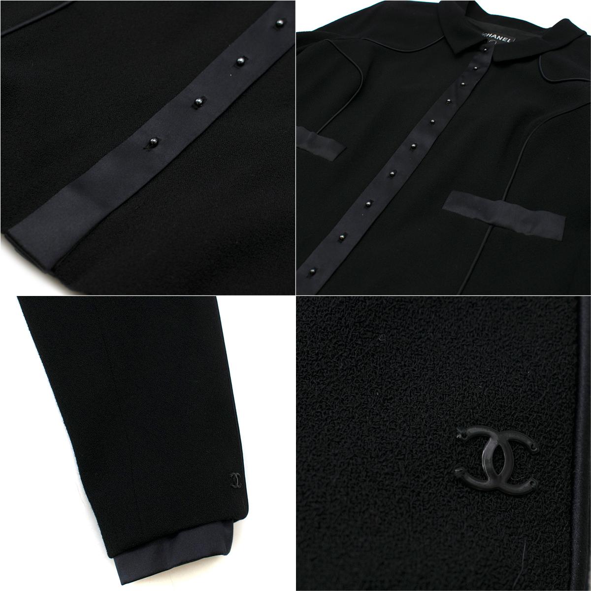Chanel Vintage Black Wool Skirt and Jacket Set US 12 2