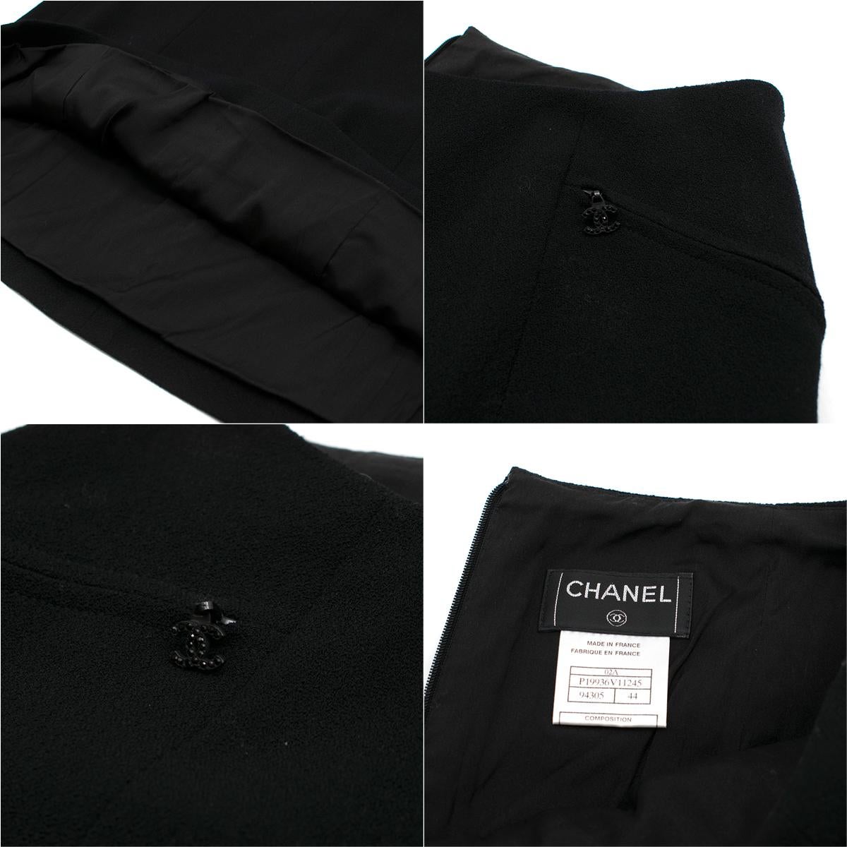 Chanel Vintage Black Wool Skirt and Jacket Set US 12 5