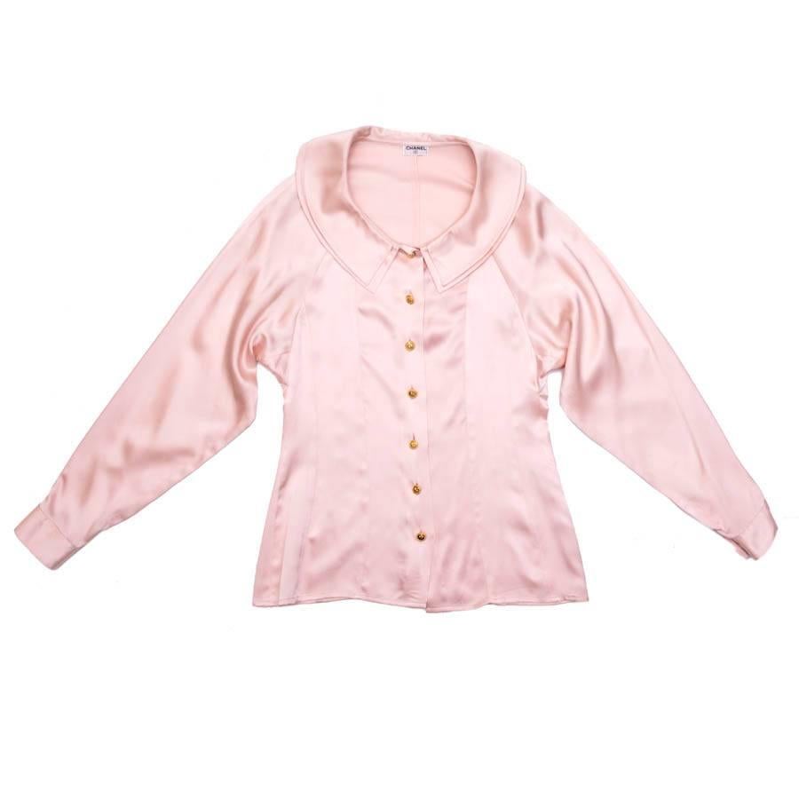 CHANEL Vintage Blouse in Pale Pink Silk Size 36EU