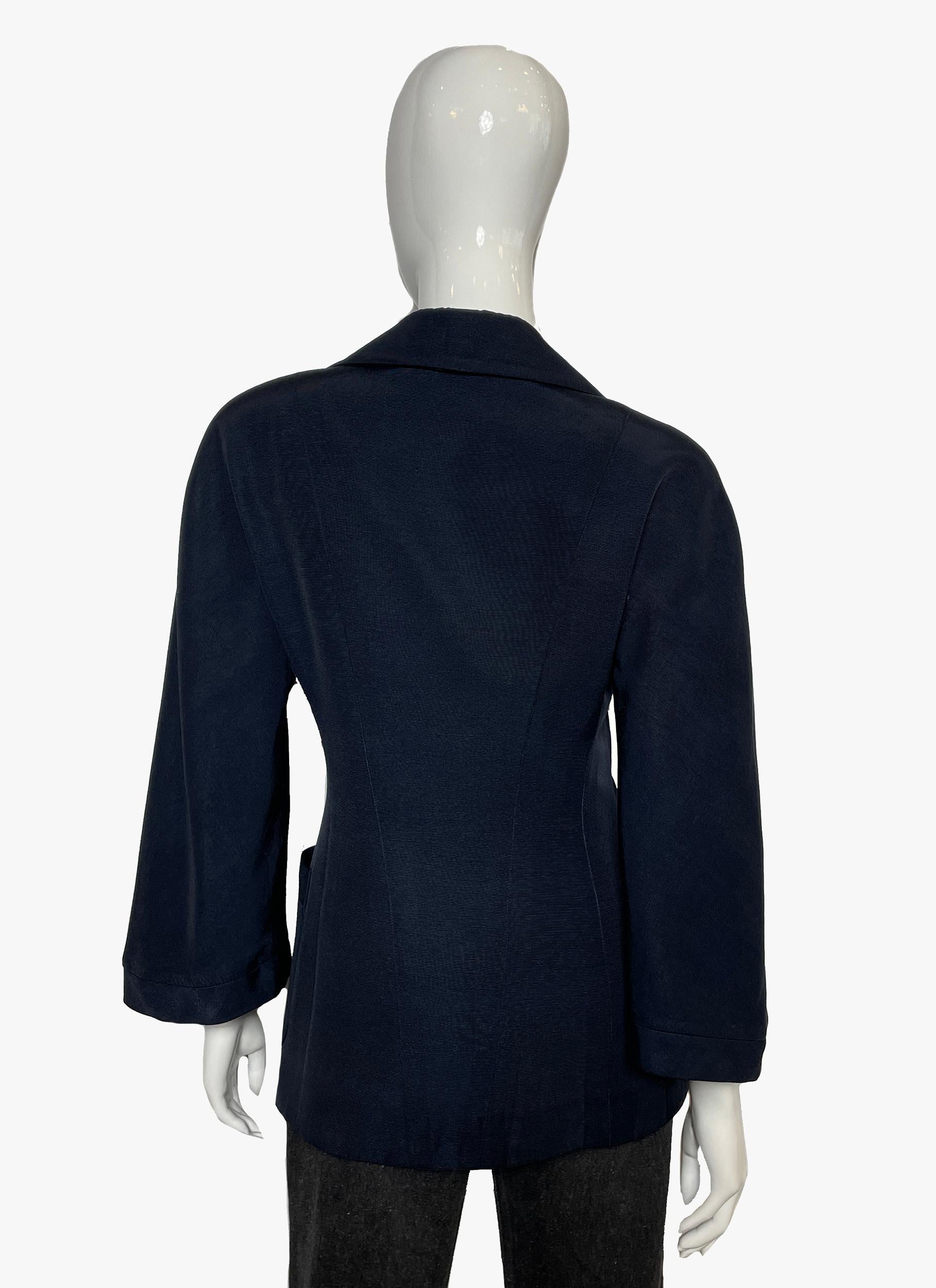 Black Chanel Vintage Blue Blazer, 1990s For Sale