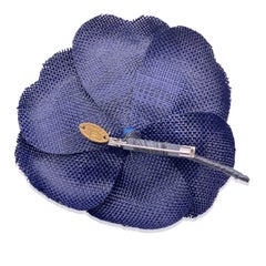 Chanel Vintage Blue Camelia Camellia Flower Pin Brooch