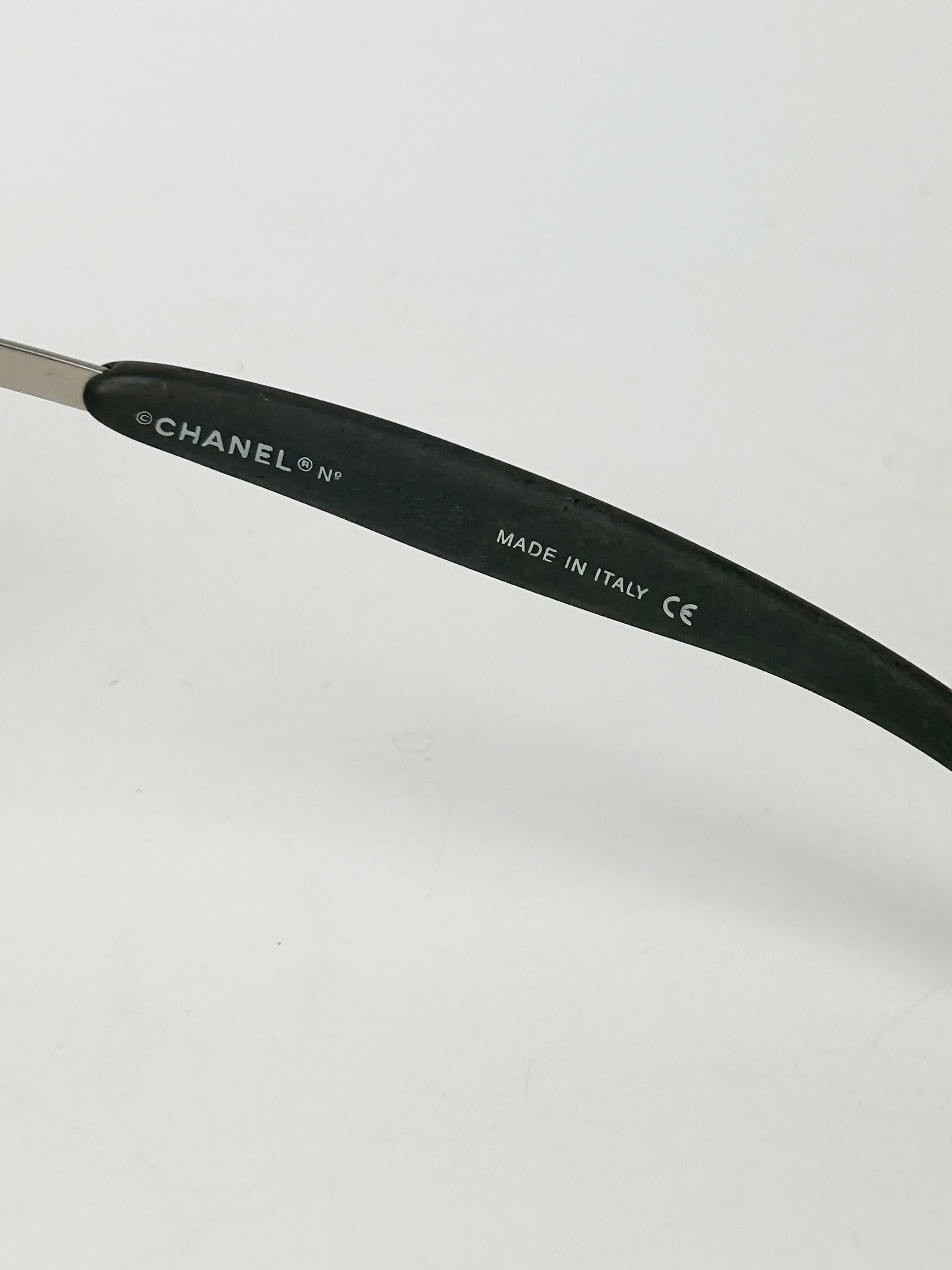 Chanel Vintage Blue Lens Matte Silver Sunglasses c2000s For Sale 3