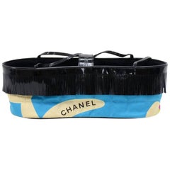 Chanel Vintage Blue Quilted Canvas Patterned Mini Handbag-Limited Edtion