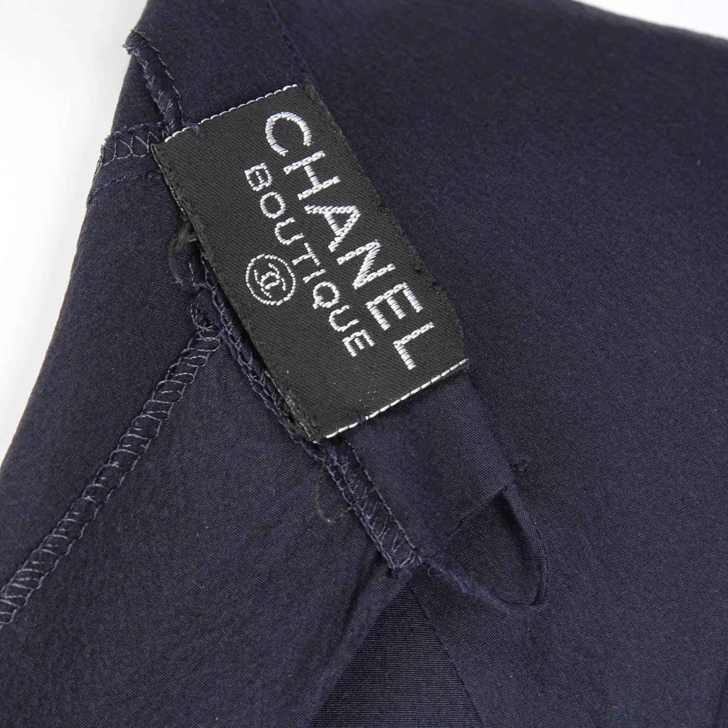 Women's Chanel Vintage Blue Silk Blouse, 1990s