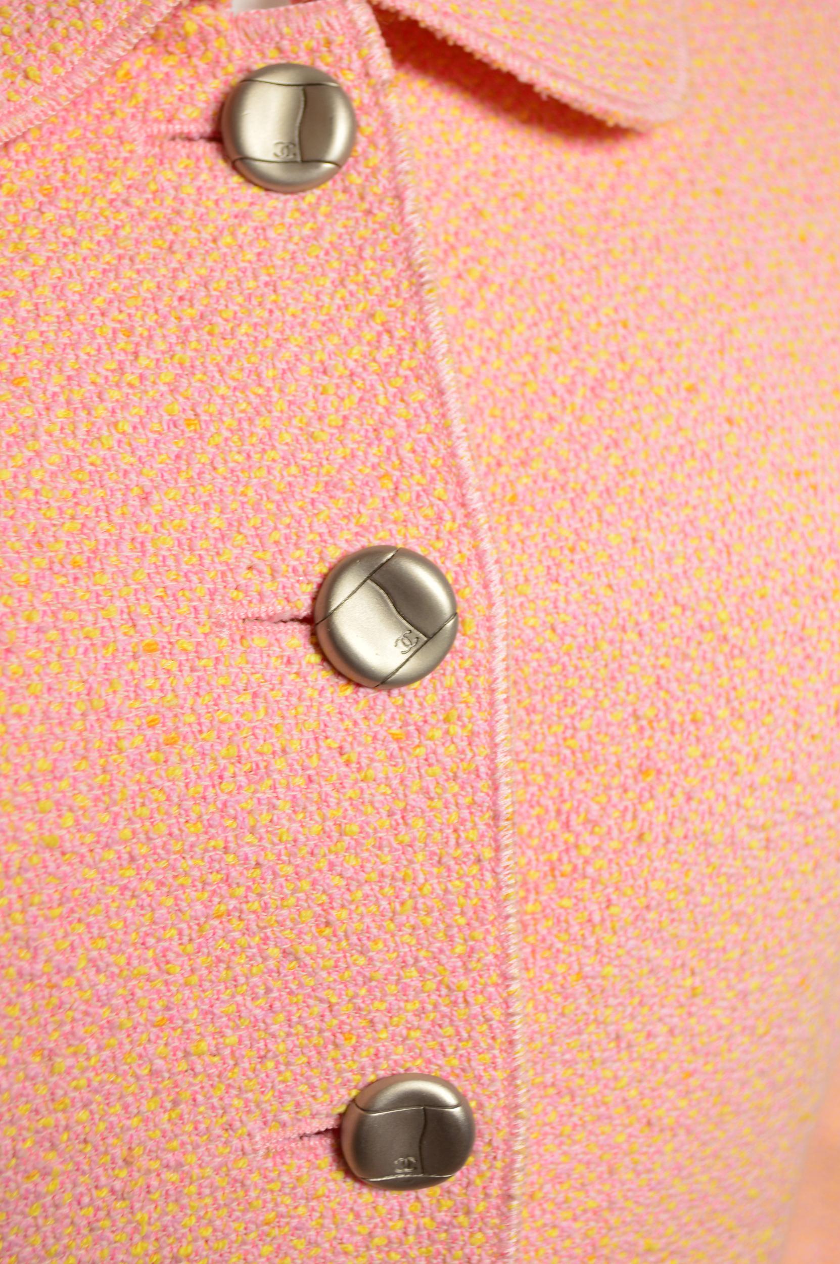 Orange Chanel Vintage Boutique Tweed Button-up Blazer, 1998 For Sale