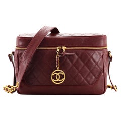 Chanel Vintage Box Zip Shoulder Bag Quilted Caviar Large