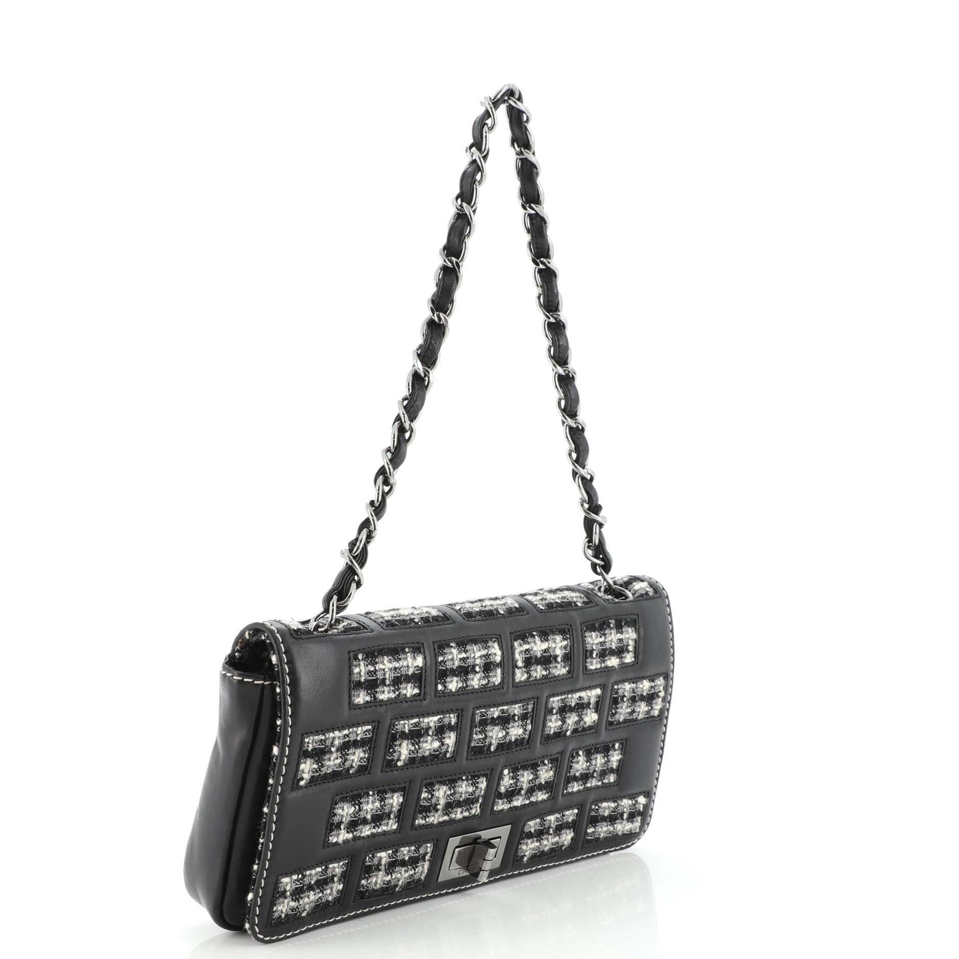 Black Chanel Vintage Brick Reissue Flap Bag Tweed and Leather Medium
