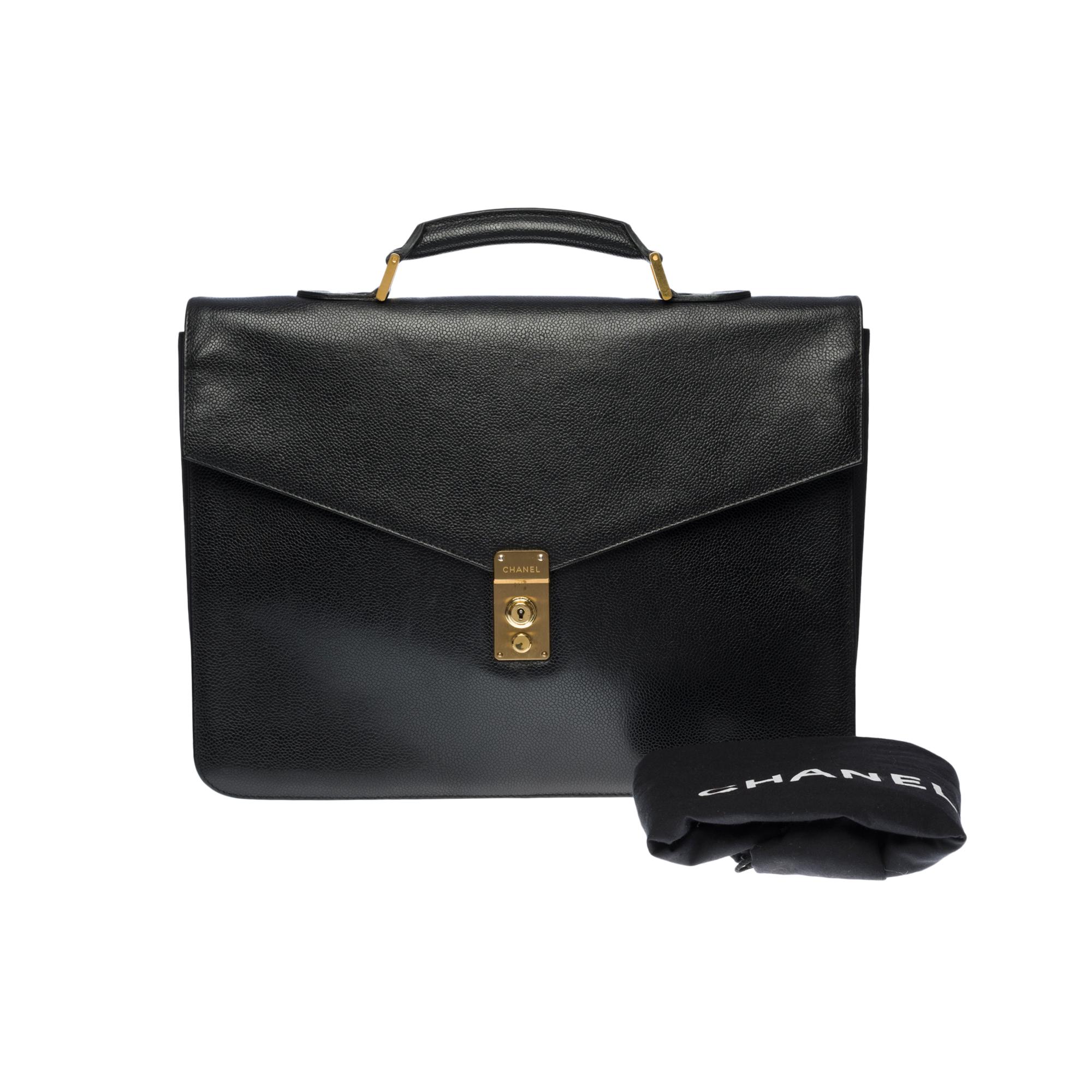 Chanel vintage Briefcase in black grained leather, GHW 5