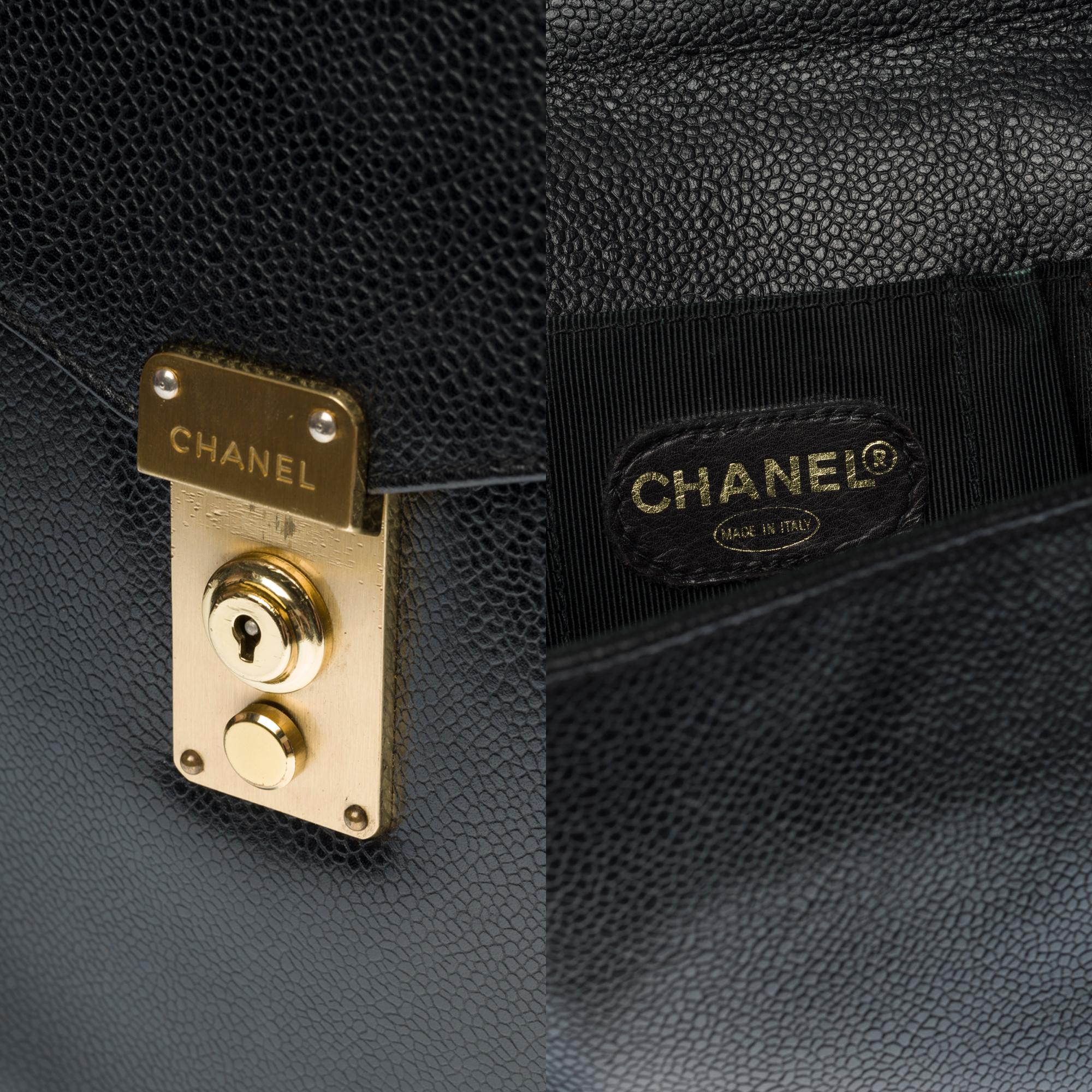 Chanel vintage Briefcase in black grained leather, GHW In Good Condition In Paris, IDF