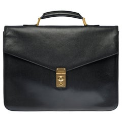 Chanel vintage Briefcase in black grained leather, GHW