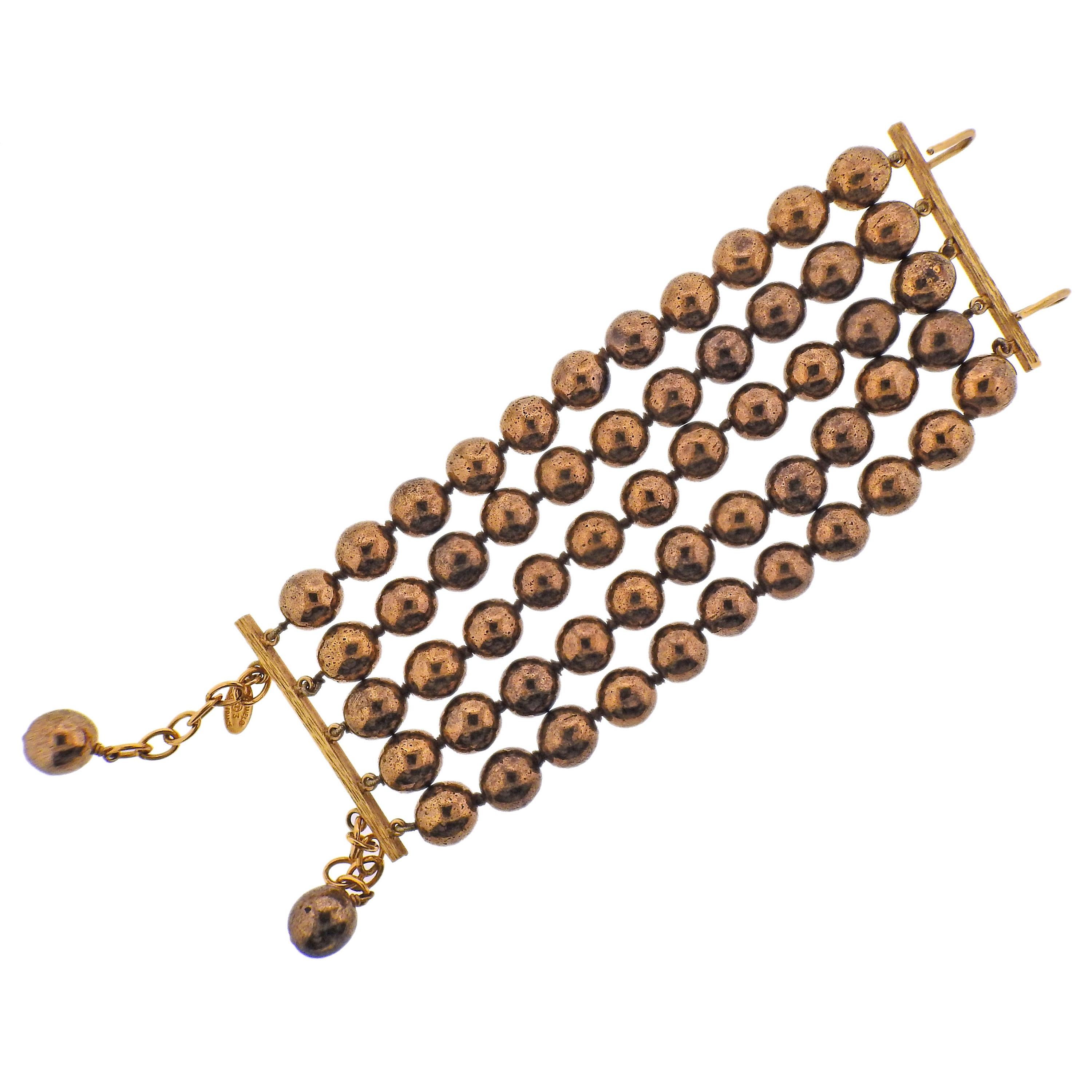 Chanel Vintage Bronze Bead Bracelet For Sale