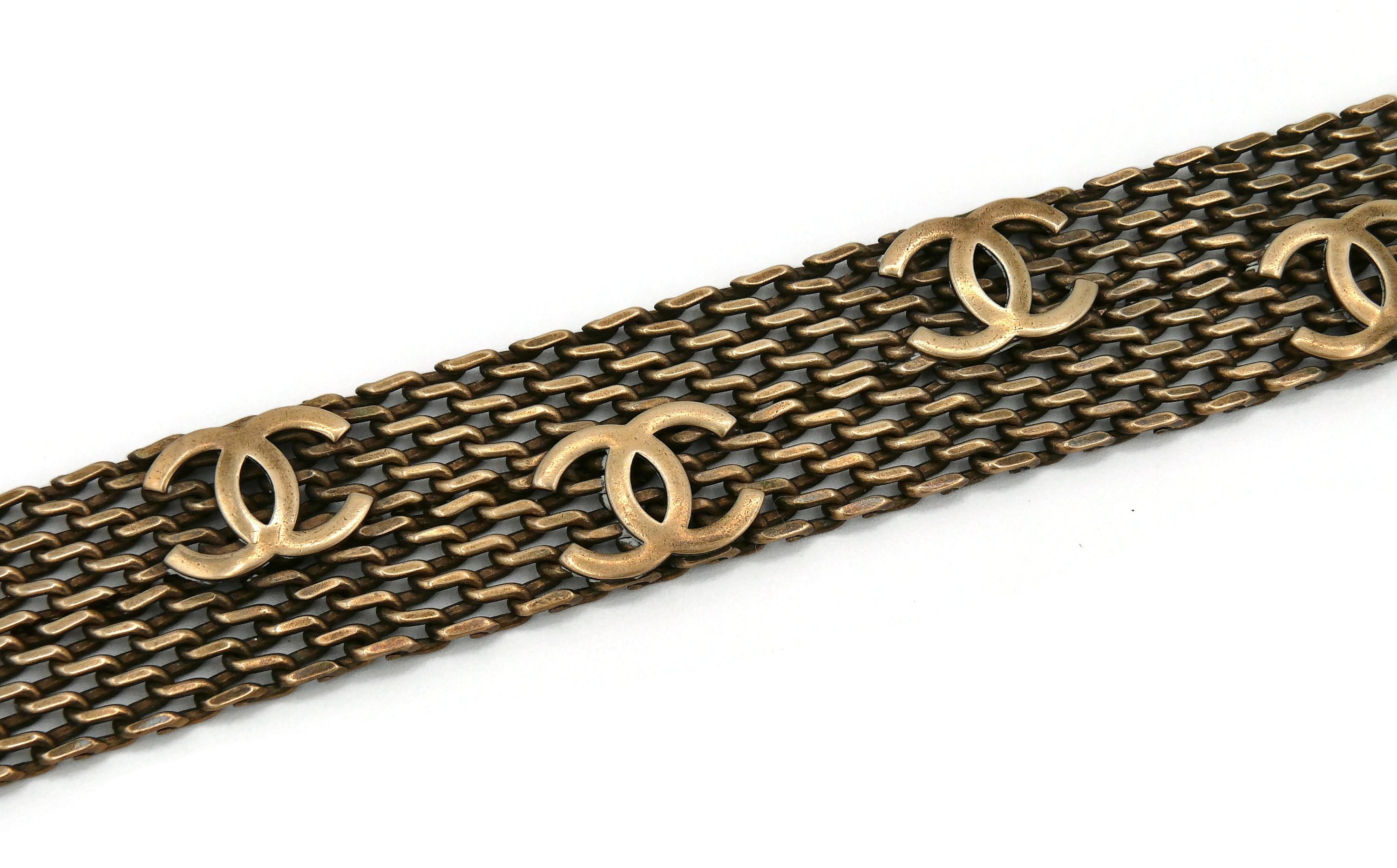 Chanel Vintage Bronze Toned Mesh Chainmail CC Choker Necklace, Fall 1997 For Sale 3