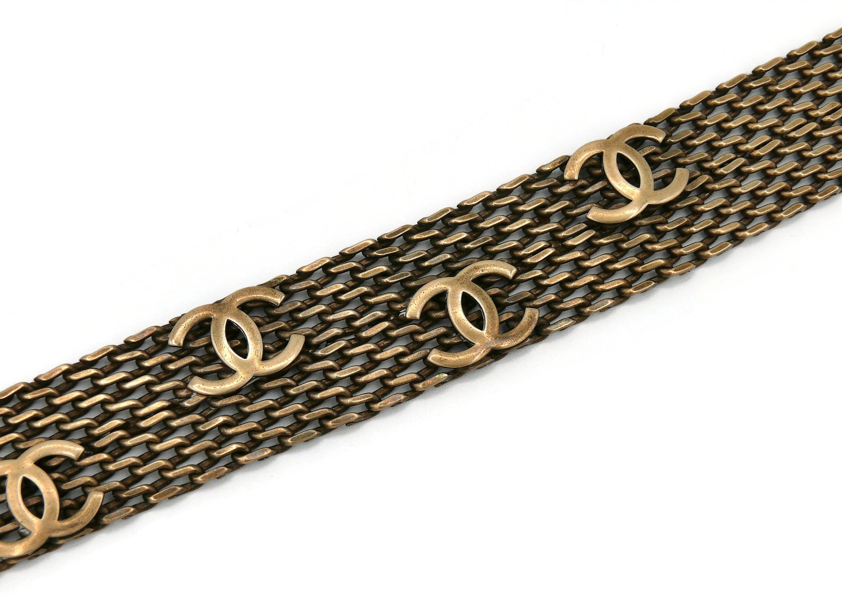 Chanel Vintage Bronze Toned Mesh Chainmail CC Choker Necklace, Fall 1997 For Sale 4