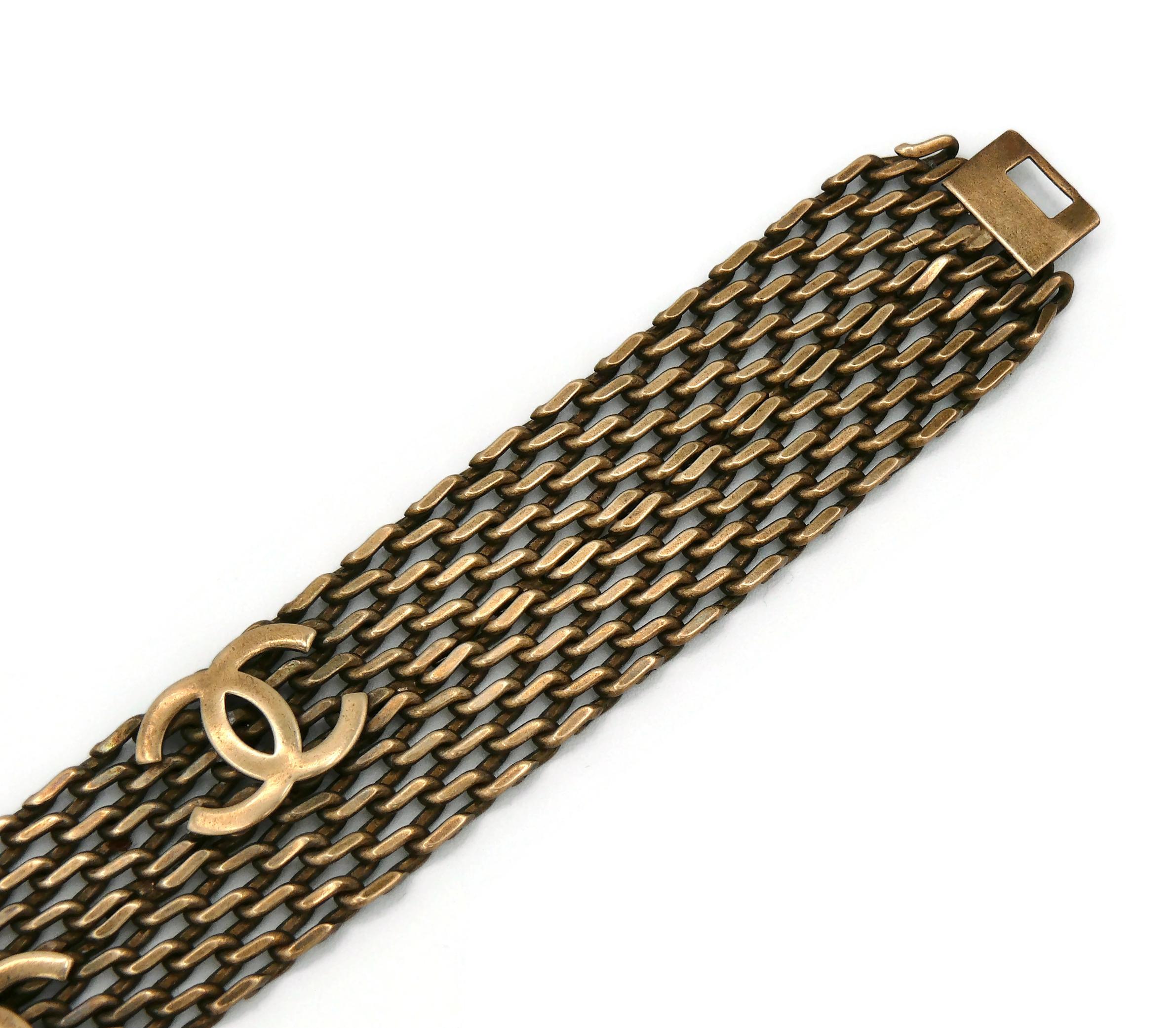 Chanel Vintage Bronze Toned Mesh Chainmail CC Choker Necklace, Fall 1997 For Sale 5